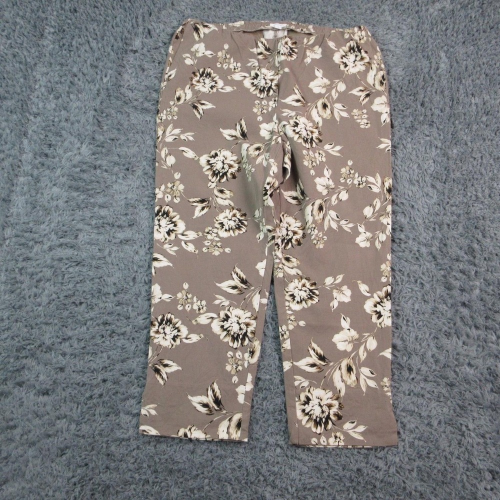 J. Jill Pants Womens 18 Brown Cropped Pull On Pockets Elastic Waist 35x25*